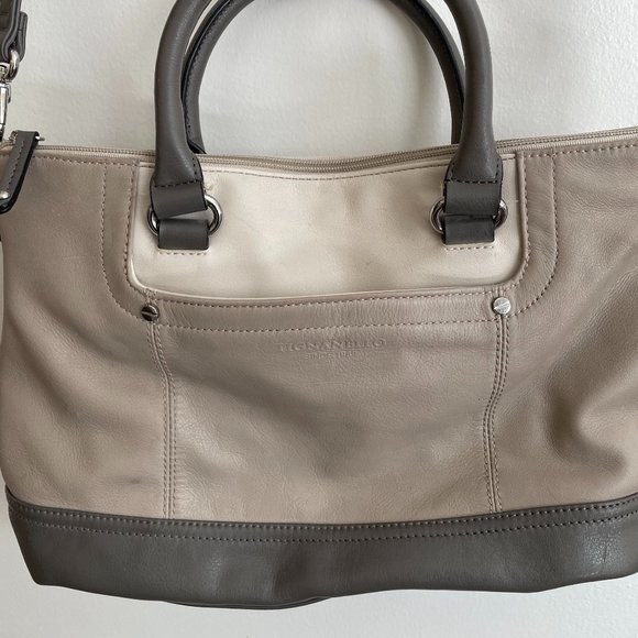 Tignanello Gray Color Block Leather Handbag - Picture 1 of 10